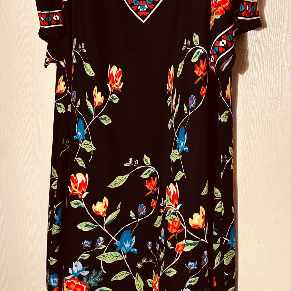 SHEIN Black Maxi Dress with Floral Accents